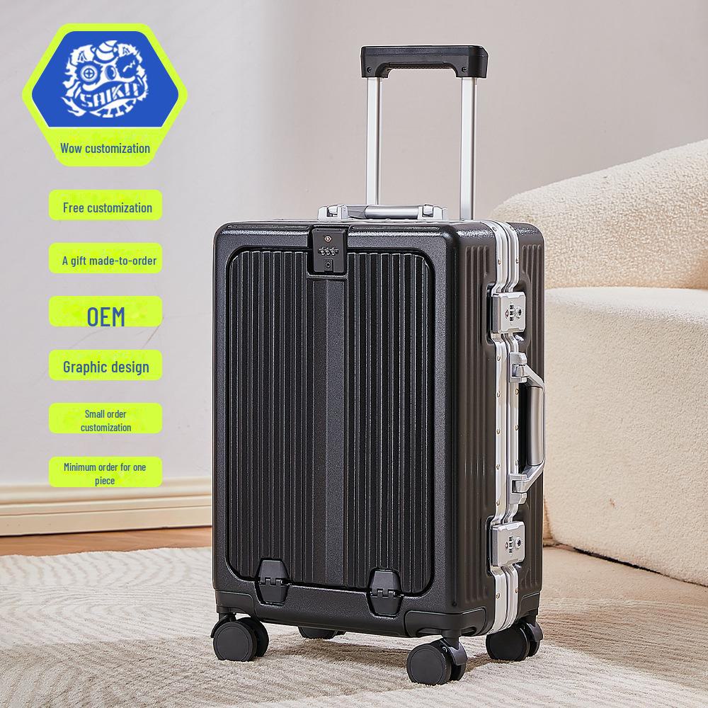 

Персонализированный чемодан для ручной клади 20 дюймов с индивидуальным логотипом - прочный, взрывозащищенный, устойчивый к падениям алюминиевый каркас 20 inch чёрный