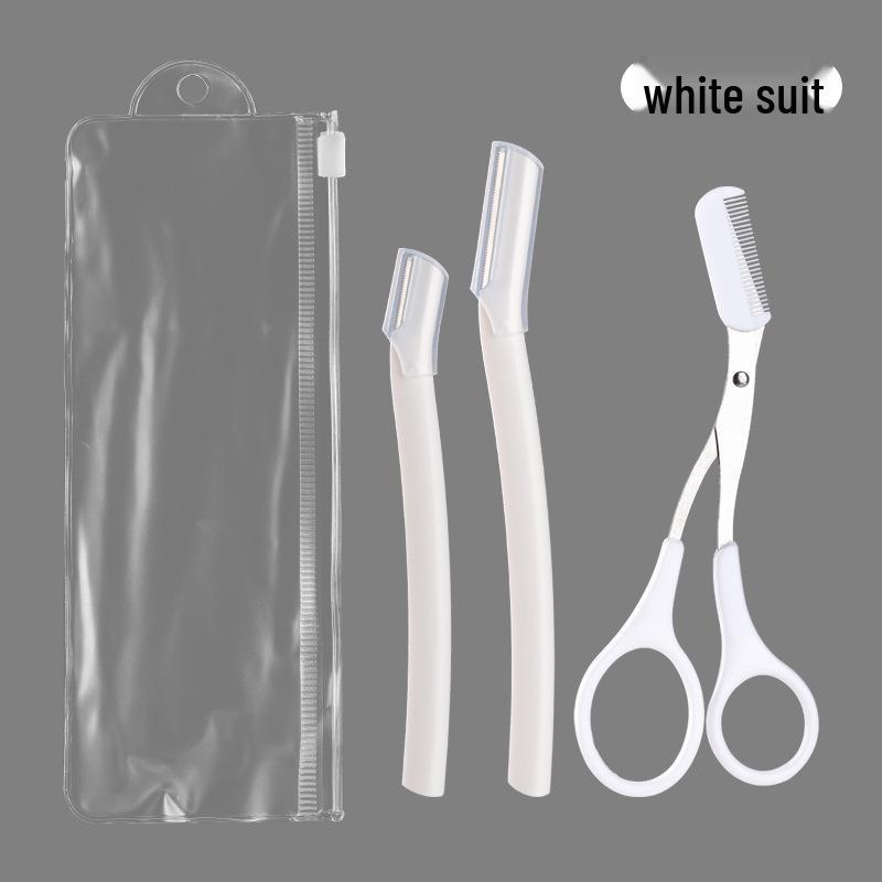 Portable Crescent Eyebrow Shaver Set - Anti-Scratch Beauty Scissors & Trimmer for Beginners