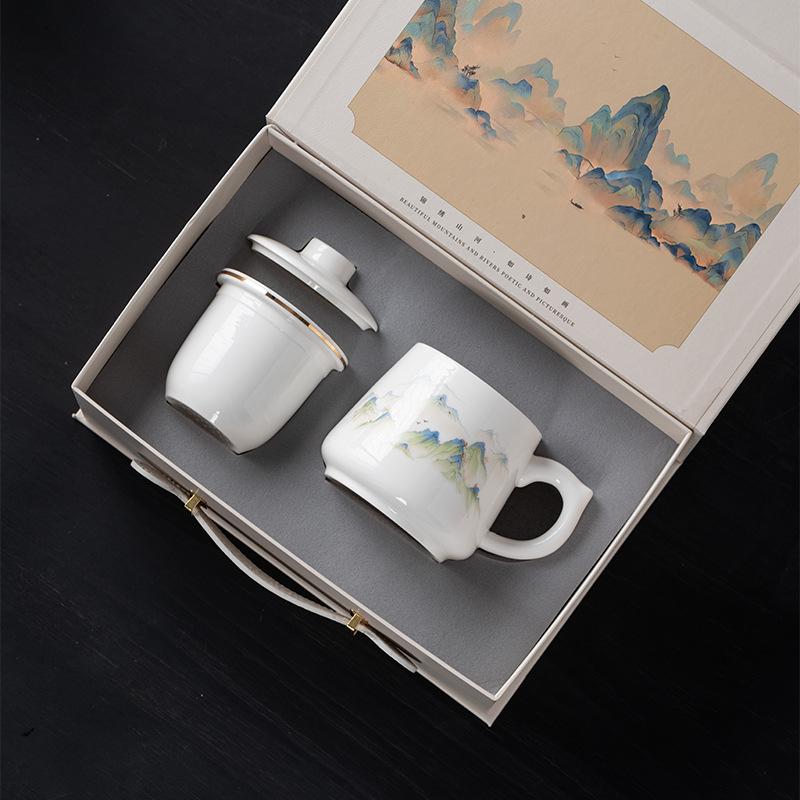 Ceramic handle mug, tea cup, high-grade tea separation cup, large-capacity filter water cup, gift.