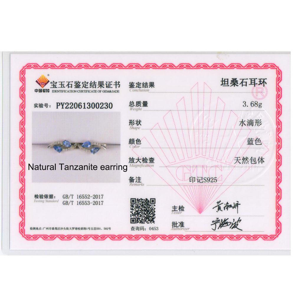 Roztomilý design Přírodní tanzanit Sada šperků drahokam jednoduché prsteny náušnice sada šperků 925 šterlinků jemné šperky pro ženy