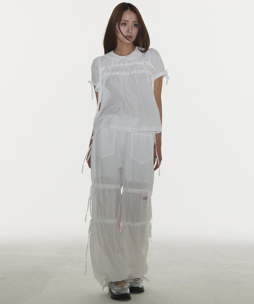 PLASMA SPHERE Ribbon Pants In White