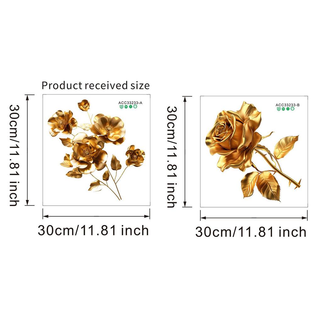 Bathroom Toilet Stickers Modern Minimalist Golden Flowers Pattern Self-adhesive Paintings For Bathroom Living Decorations