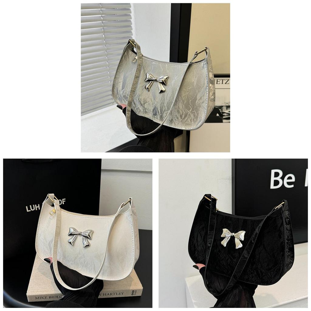 Crossborder Style Pu Mini Crescent Bag With Zipper Closure For Casual Travel