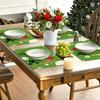 4-Pack Christmas Placemats with Deer, Pine Cone, and Snowflake Design, 12x18 Inch Square Polyester Table Mats, Machine Washabl