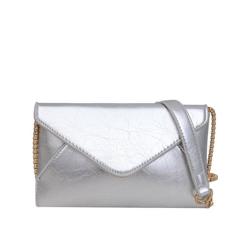 

2025 Ретро Тренд Лазерная Цепочка Конверт Сумка через Плечо для Женщин серебряный