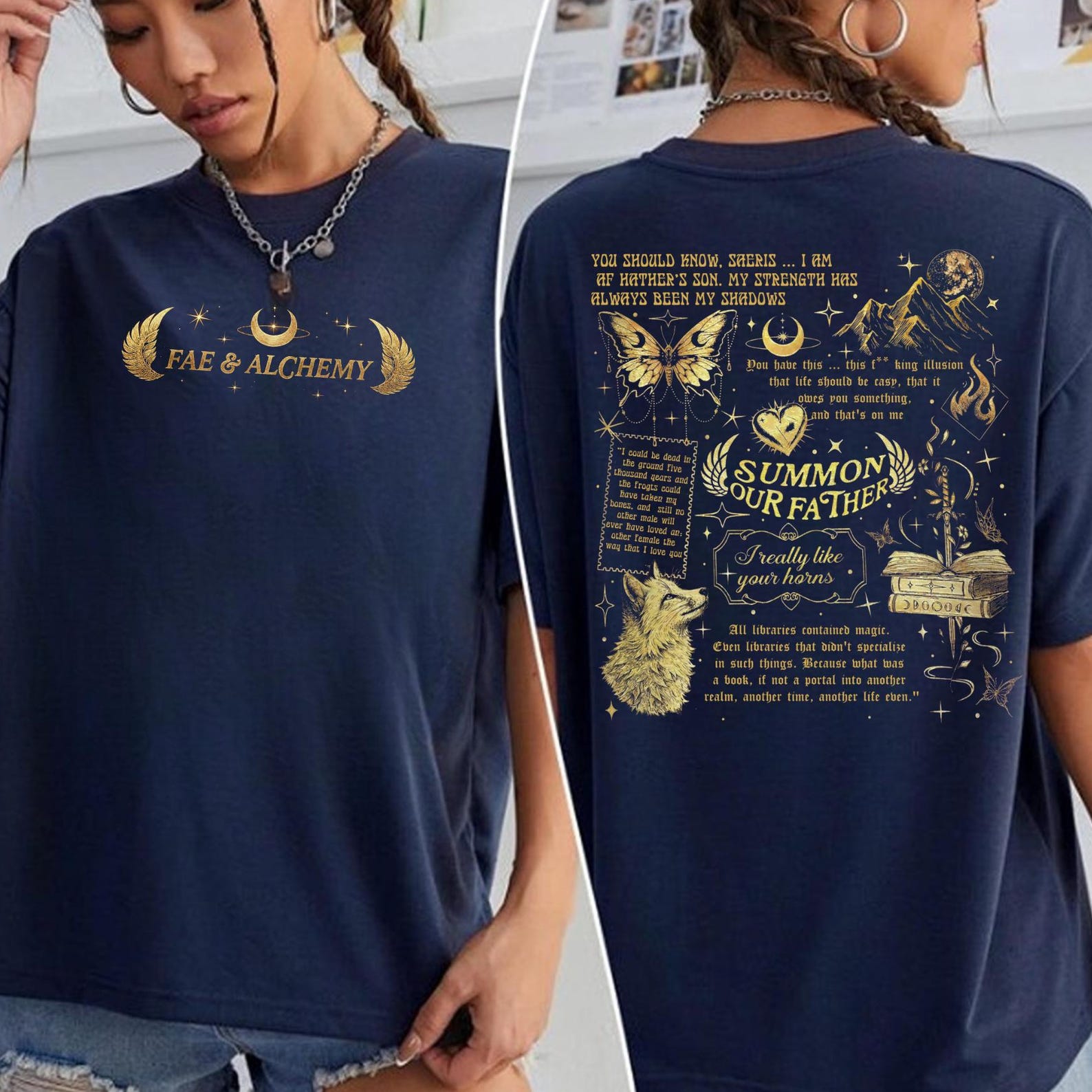 Quicksilver Kingfisher, Quicksilver Book Shirt, Quicksilver Brimstone, Onyx The Fox Shirt, Saeris Fane Kingfisher, Fae And Alchemy BrimStone S