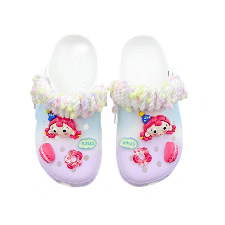 Crocs Classic Clog EVA Clown Variety Niche Design Travel Beach Street Fashion Trend Hole Shoes Unisex Style Purple Blue