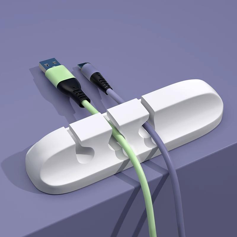 Silikon USB-Kabel-Organizer USB-Ladekabel-Wickler Schreibtisch-Ordnungsmanagement-Clips Kabelhalter für Maus-Kopfhörer-Zubehör