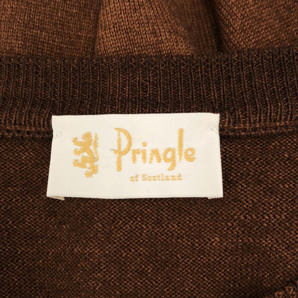 Pringle wool made in italy Long sleeve sweater L Brown knit Men's Used