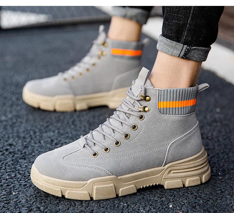 Autumn fashion men's workwear boots Leather Waterproof Lace Up Boots Men Ankle Lightweight Shoes Men Casual Non Slip footwear
