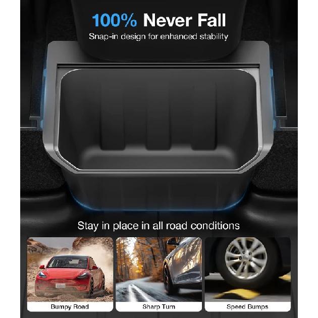 For Tesla Model Y TPE Rear Seat Storage Box Under Air Vent Organizer Backseat Trash Can Garbage Bag Car Interior Accessories