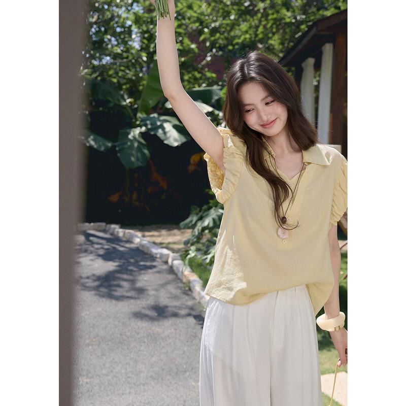 Women's French Style Tencel Puff Sleeve Shirt