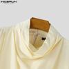 INCERUN Men High Swing Collar Short Sleeve Cotton Casual T-shirts Tops