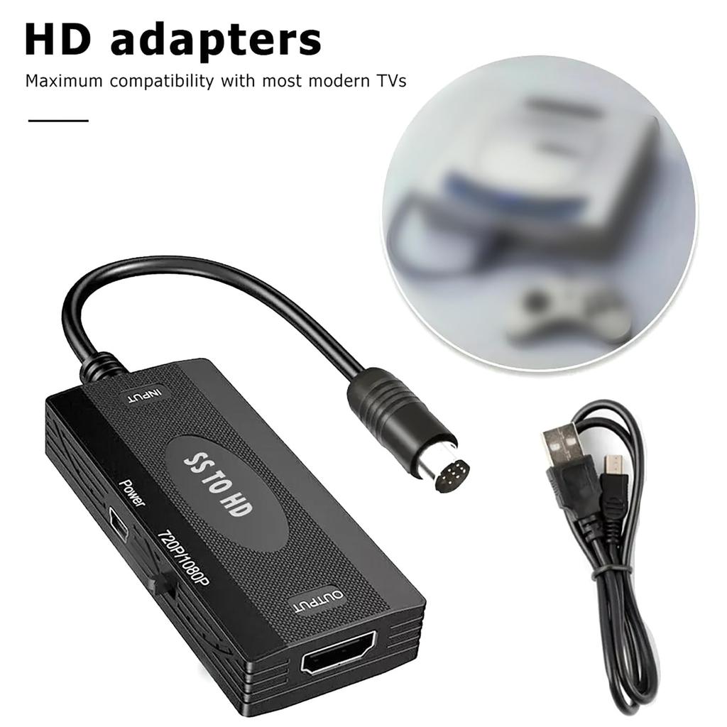 HDMI Video Adapter for Sega Video HDMI Converter Supports Resolution Saturn, Cable, Cord, 169/43 Screen, 1080P/720P