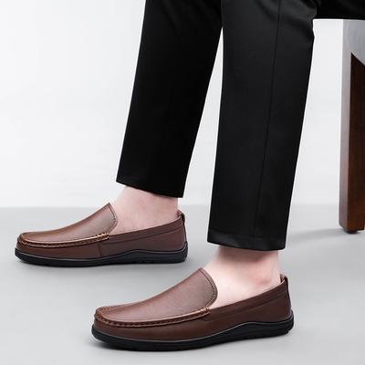 Business Herren Slipper Klassische Herren Echtleder Loafer Lässige Atmungsaktive Flache Schuhe Rutschfeste Bequeme Laufschuhe