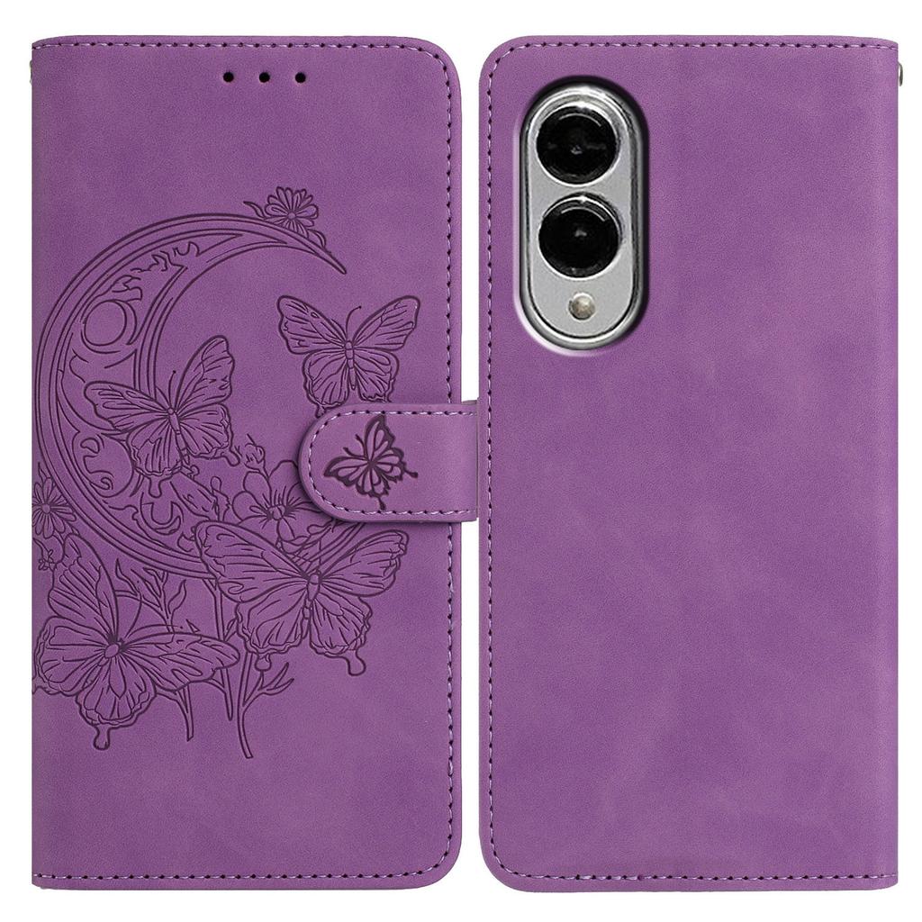 Für Samsung Galaxy S25 Edge Hülle Schmetterling Blume Geprägt PU Leder Brieftasche Ständer Handyhülle
