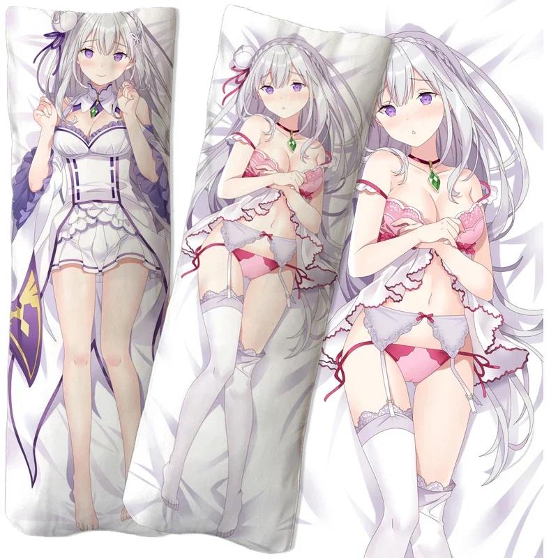 Anime Re:Zero Emilia Rem Ram Dakimakura Pillowcase Cushion Cover Hugging Body Pillow Case Game Otaku Pillow Cover
