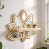 Lotus Wood Shelf Wooden Lotus Floating Shelf with Mirror Detachable Wall Shelf Ledge Decorative Display Wall Shelf Bedroom