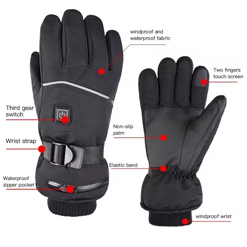 Heated Motorcycle Gloves Winter Warm Snowmobile Skiing Gloves Waterproof Touch Screen Rechargeable Heating Thermal Moto Guantes