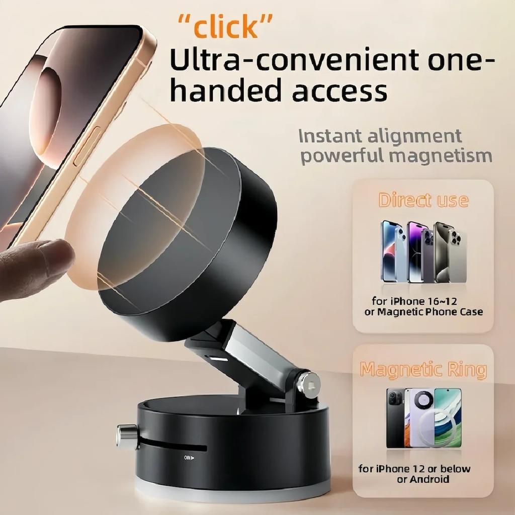 Vacuum Magnetic Suction Phone Holder For iPhone 12 13 14 15 16 17 Pro Max Galaxy S25 S24 S23 Pixel HuaWei Car Mount