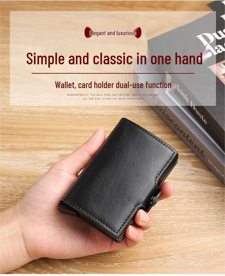 Porta-Cartões Pop-Up Automático de Liga de Alumínio de Camada Dupla - Carteira Estojo de Metal para ID e Cartões de Crédito