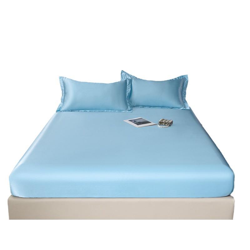 Přiléhavé prostěradlo z ledového hedvábí: Letní jednobarevný, k pokožce šetrný, chladivý, protiskluzový chránič matrace