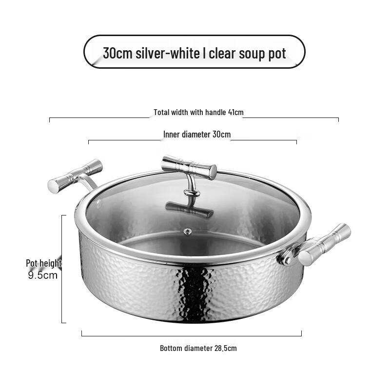 Xiyi Extra Thick Hammered 304 Stainless Steel Divided Hot Pot