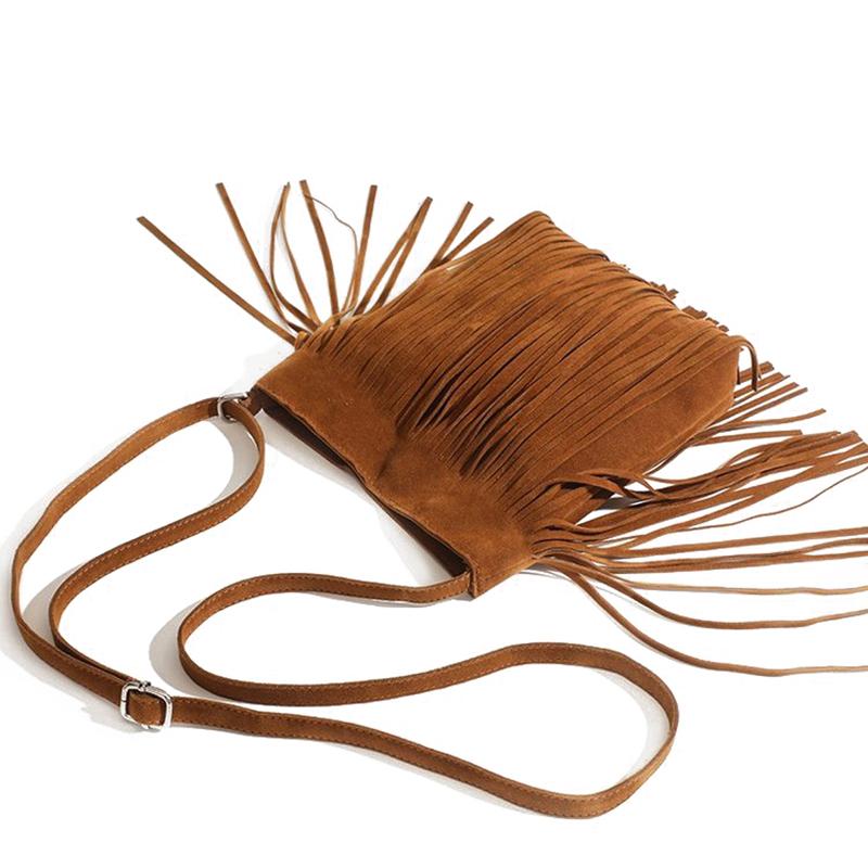 Vintage Tassel Crossbody Bag For Women Large Capacity Casual Tassel Shoulder Bag For Outdoor Travel Women'S Handbag