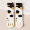 Women's Mid-Calf Cat Paw Velvet Coral Fleece Socks - Cute, Thickened, and Warm for Autumn/Winter