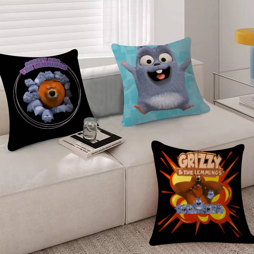 Cartoon Grizzy and the Lemmings Personalized Pillow Dust Cover Bedroom Kids Party Decoration Pillowcase Birthday Children Gift