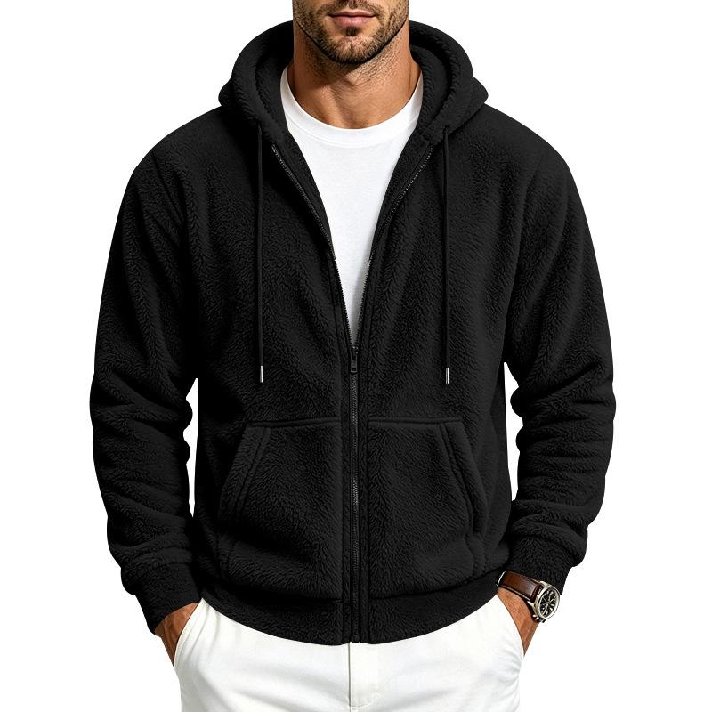 Men S Fleece Lined Zip Up Hooded Casual Sweatshirt