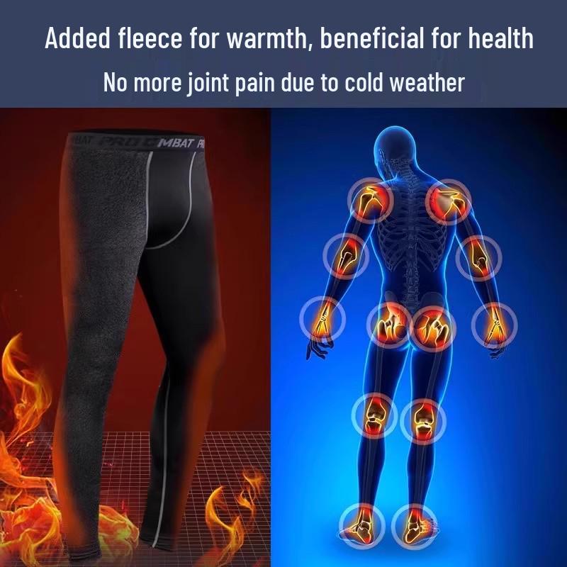 Men's Thermal Fleece Compression Pants for Running, Cycling, and Training