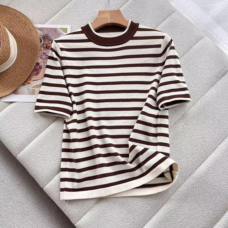 

Spring/Summer Women s Striped Color Block T-Shirt L