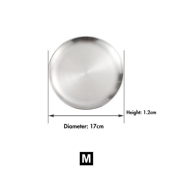 Reusable 304 Stainless Steel Dinner Plates, Heavy-Duty Metal Round Dishes Flat Feeding Serving Plate - Tableware