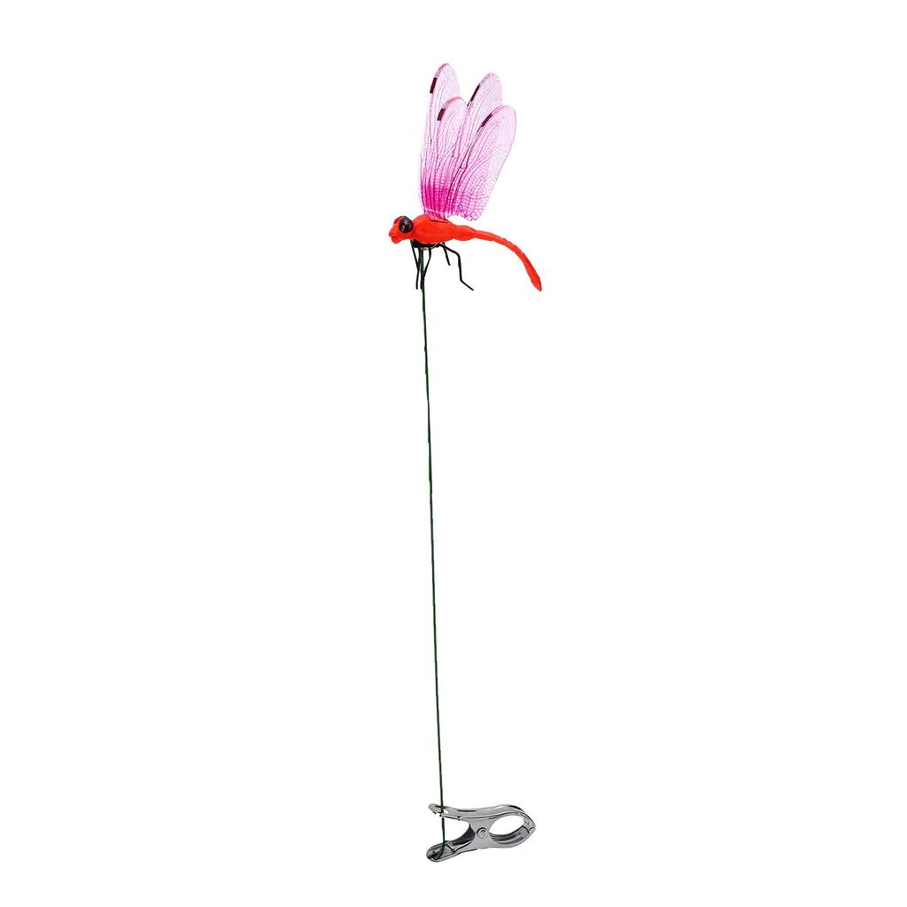 8pcs Dragonfly Clamps Dragonfly Stakes Deer Horse Fly Deterrent Bird Fly Scare Devices for Indoor Outdoor Garden Red