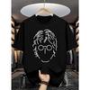 European Sizes Men's Simple Line Art Portrait Printing Short-sleeved T-shirt-round Neck Summer Shirt