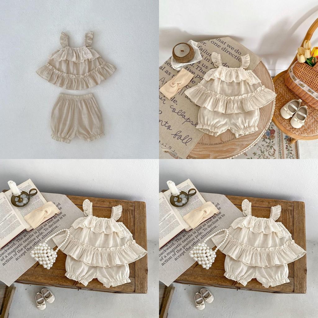 Sweet Summer Baby Girls Two Piece Outfit Set With Sleeveless Top And Shorts For Ages 1 To 3