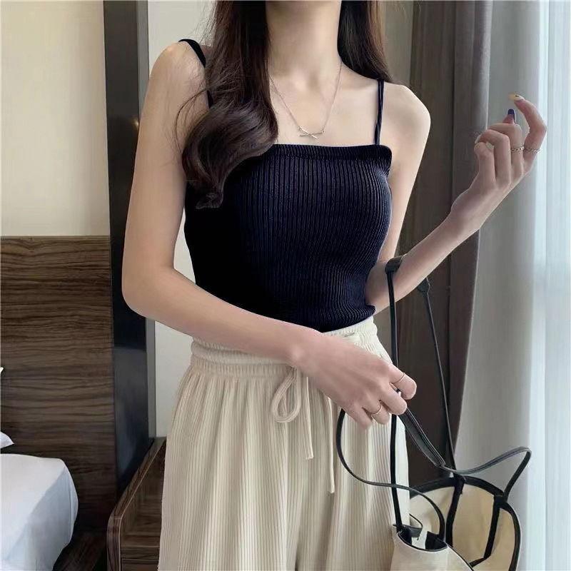 Ice Silk Camisole Sleeveless Vest for Women To Wear Outside In Summer Slim Versatile Basic Top Thin Breathable Undershirt