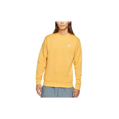 Nike Moletom com Gola Redonda Club Fleece Sportswear Masculino Amarelo BV2663-761