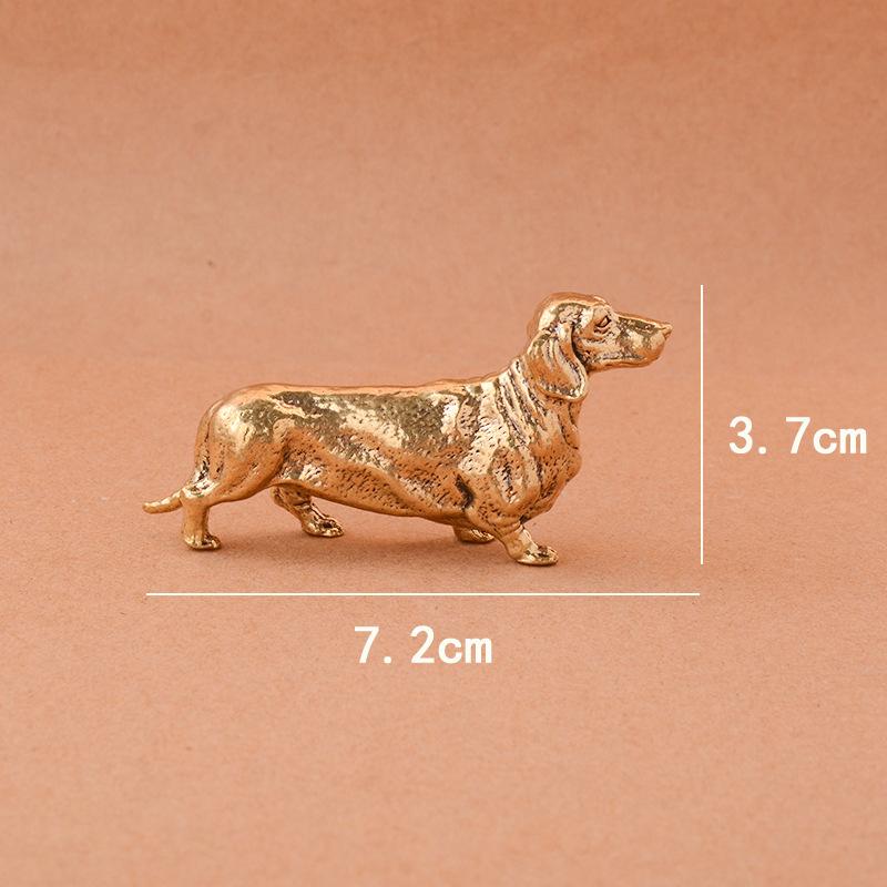 Ornament pentru câini cârnați din alamă, biroul de acasă, pentru birou, ornamente mici, ceai, animale de companie, zodiac câine, artizanat din alamă