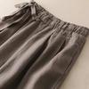 Women's High-Waist Cotton-Linen Wide-Leg Pants - Summer Casual Retro Style with Side Tie