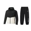 Color Block Hooded Zip Jacket Loose Comfortable Cuffed Elastic Waist Long Pants Casual Sports Suit Unisex Suit AFDU951-6+YKLU208-1