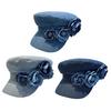Pălărie de pictor cu bor larg Protecție solară Vizor respirabil Pălărie pentru modelarea feței Decorațiune cu flori 3D Pălărie tip șapcă Newsboy din denim spălat