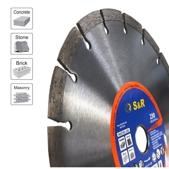 Disque diamant - S&R - 230 mm - Tronçonnage béton - Universel - Soudé au laser