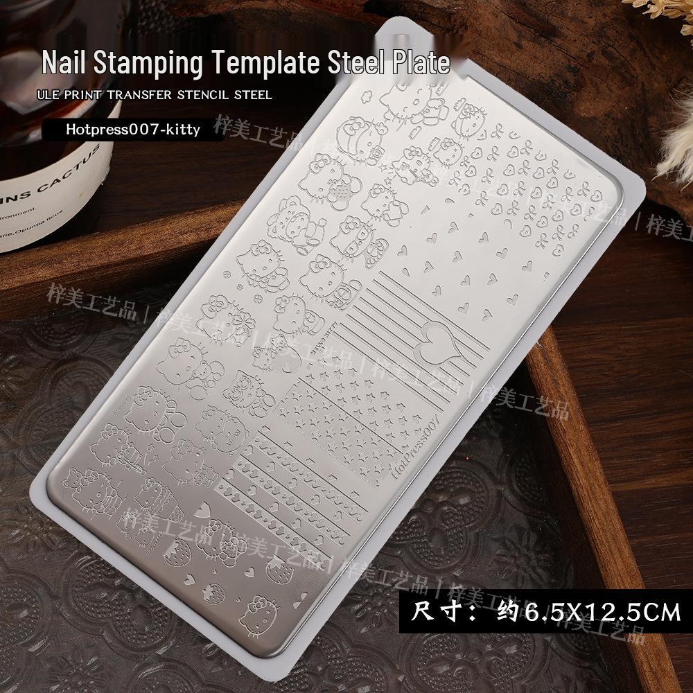 Hello Kitty Nail Art Stamping Plate - Stainless Steel Cute Cat Design Transfer Tool