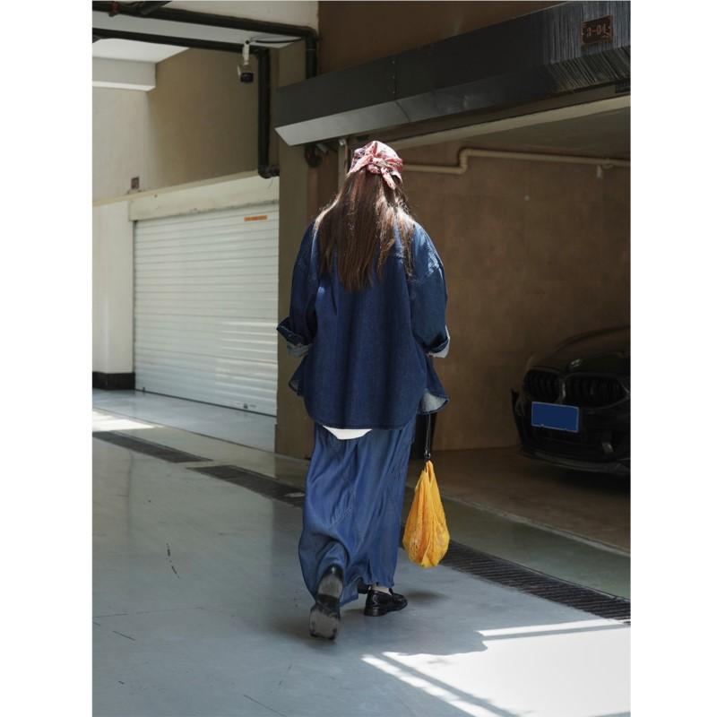Johnature Japanese Large Pocket Skirt Summer Japanese Casual Elastic Waist Loose Women Skirts