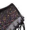 Women Ankle Boots Gold Silver Red Platform Shoes Elegant Studded Sequin Lace Up Autumn Winter Comfy Stable Chunky High Heels