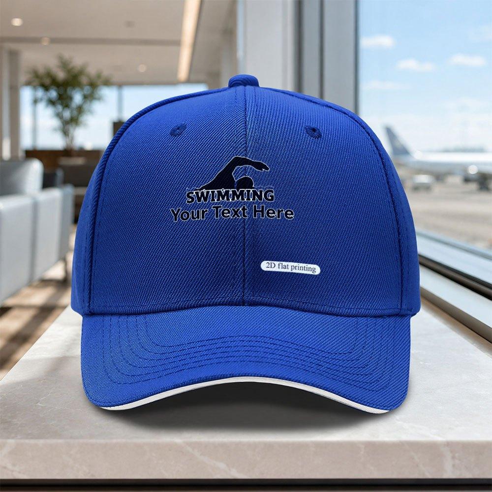 Adjustable Swimming Print Sandwich Cap Lightweight Unisex Hat For Outdoor Weddings Parties