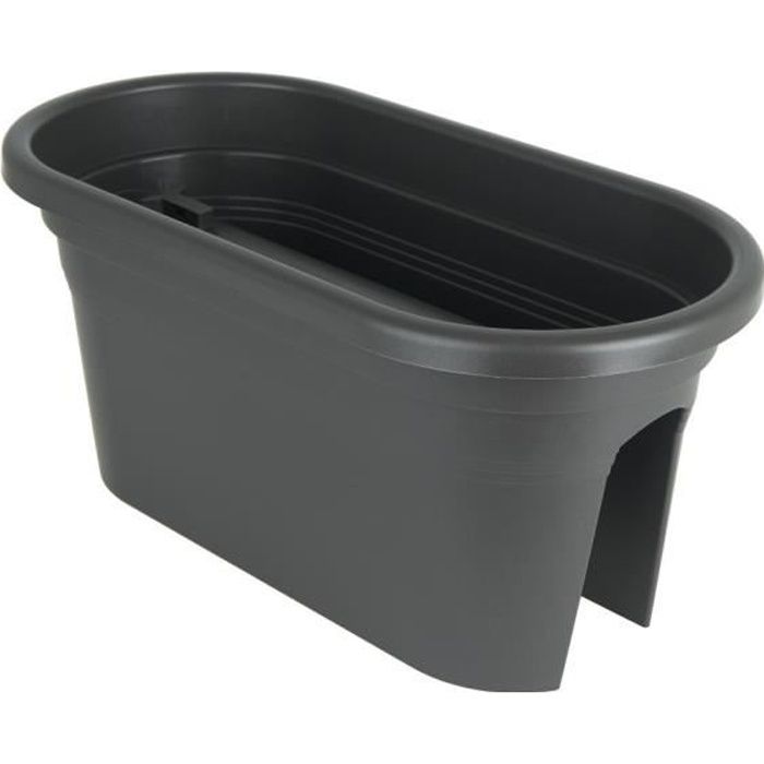 ARTEVASI Jardiniere pour balcon VENEZIA - Gris anthracite - 30 x 60 x H 27 cm - 18L