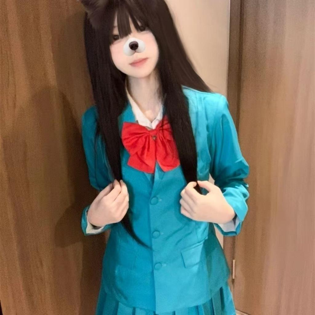 Anime Kimi Ni Todoke From Me To You Sawako Kuronuma Cosplay Costume Full Set, JK School Uniform Blazer Skirt Shirt Bow